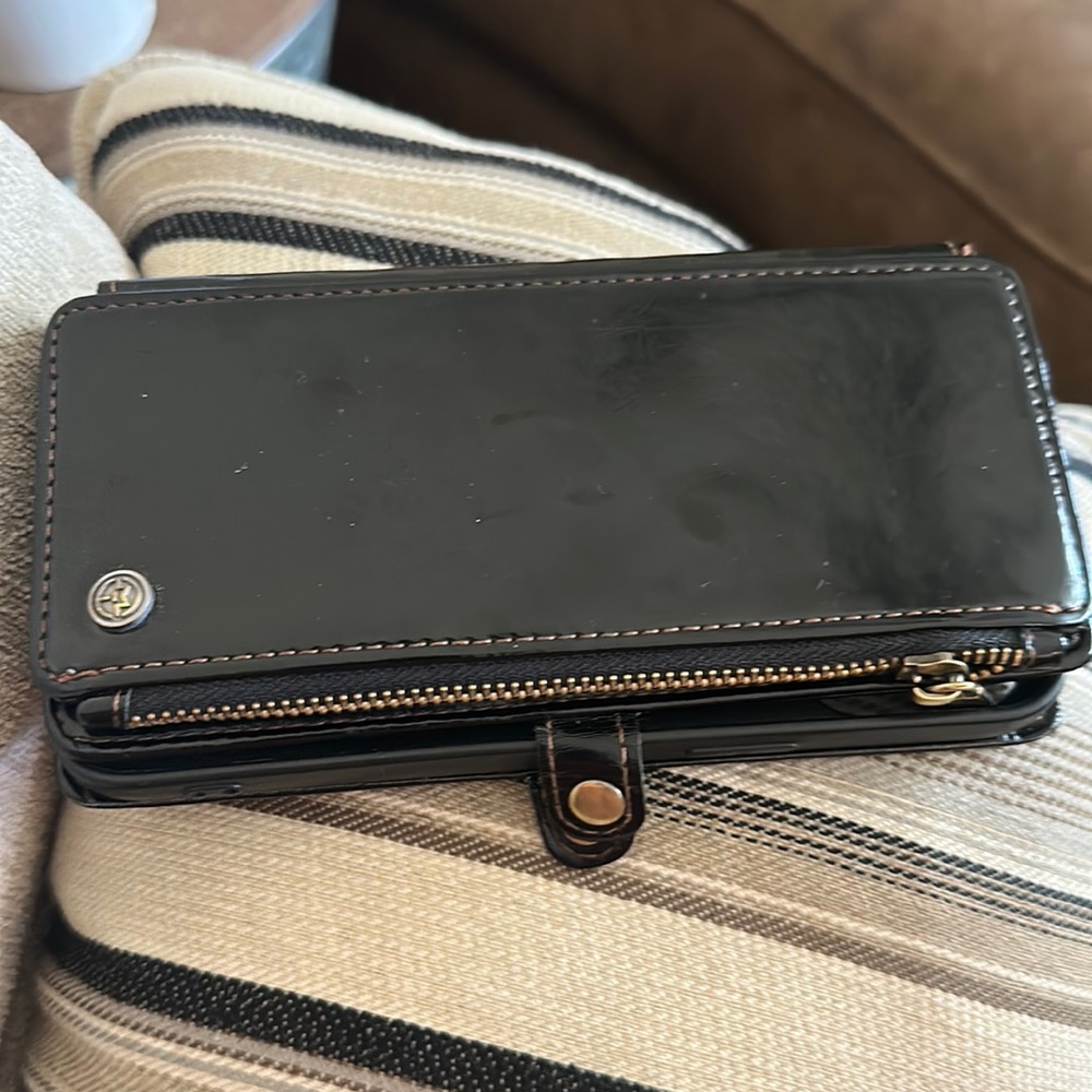Black I phone 12 pro max phone case with wallet and 9 cc holders also I'd holder